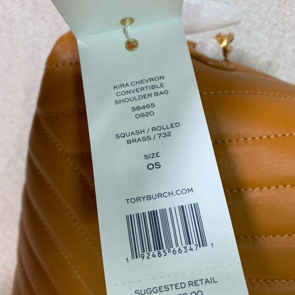Tory Burch Squash/Rolled Brass Kira Chevron Convertible Bag - Picture 13 of 15
